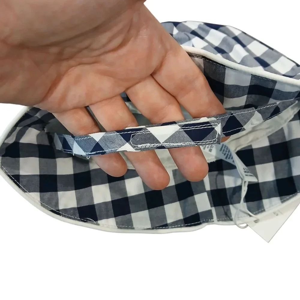 NEW Janie and Jack Cotton Navy Plaid Bucket Hat Blue Size 6-12 Months Strap